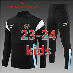 Дитячий спортивний футбольний костюм Манчестер Сіті Puma Manchester City kids 23-24 long sleeve tracksuit Чорний
