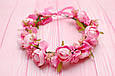 Вінок для волосся / віночок на голову з піонами рожевий 704, фото 5