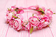 Вінок для волосся / віночок на голову з піонами рожевий 704, фото 3