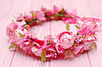 Вінок для волосся / віночок на голову з піонами рожевий 704, фото 4