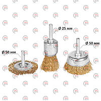 Набор щеток диск, конус, чашка "дрель" витая проволка 3шт (50, 50, 25мм) (9029015) (Grad)