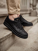 Мужские кожаные кроссовки на шнуровке для ходьбы, демисезонные повседневные кроссовки черного цвета