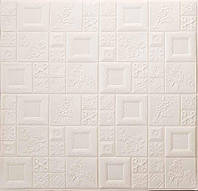 Самоклеющаяся декоративная 3D панель арт белый 700x700x5 мм