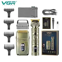 Машинка для стрижки волос и бороды VGR V-649 Портативный бритвенный станок Бритва для мужчин, золотистый