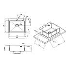 Прямокутна чорна інтегрована кухонна мийка Platinum Handmade 6050 PVD 30/10 мм (23232), фото 7
