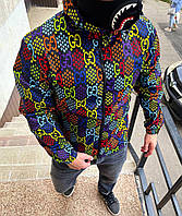 Мужская стильная ветровка Gucc! (разноцветная). Легкая куртка с капюшоном на весну/осень