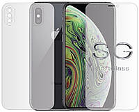 Мягкое стекло Apple iPhone XS Комплект: Передняя и Задняя панель полиуретановое SoftGlass