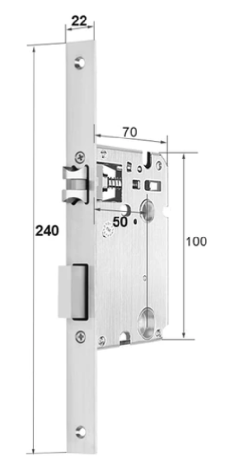 Врізний замок TTLOCK без циліндра 50/240 мм (Китай)
