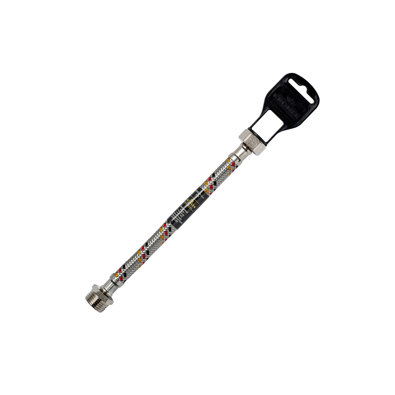 Гнучка підводка для підключення води Kroner KRP 1/2" ВЗ 100 см в обплетенні з нержавіючої сталі, фото 1