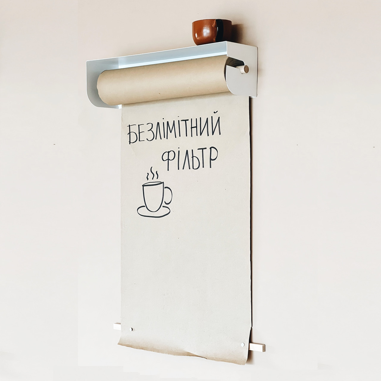 Багаторазове Меню Рулонне, Дошка меню для кави Метал Білий, Для написів на стіні, фото 1