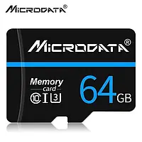 Карта памяти Micro SD Microdata 64GB Class 10 + адаптер