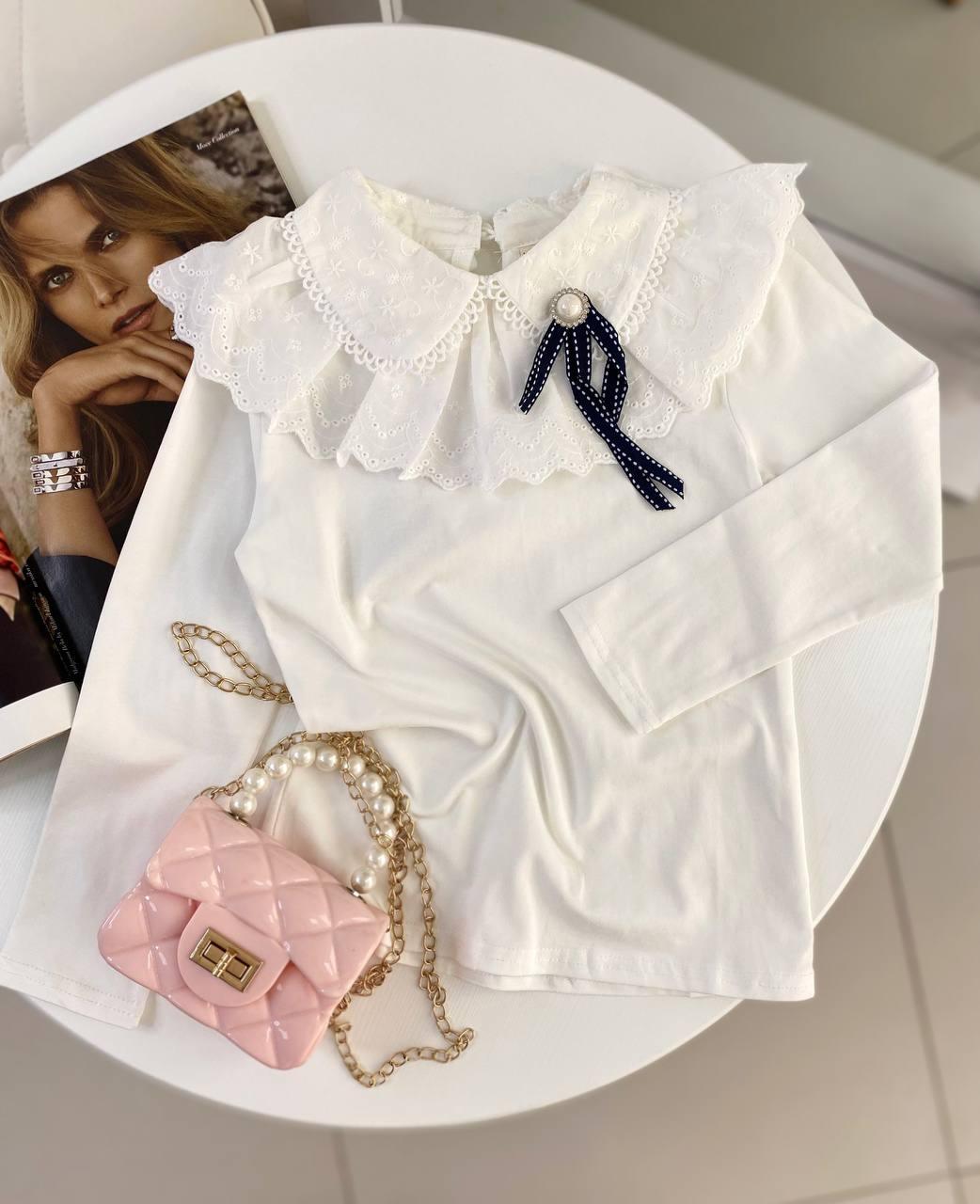 Біла шкільна блузка на дівчинку 673 94, YWBB, Белый, Для девочек, Весна Осень, 9 лет, фото 1