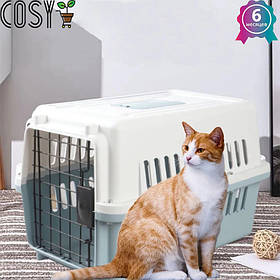 Зручне перенесення контейнер для собак і кішок із металевими кріпленнями та складаною ручкою.