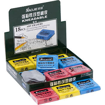 Ластик еластичний для художніх робіт "клячка" 6651 в упаковці 18 шт