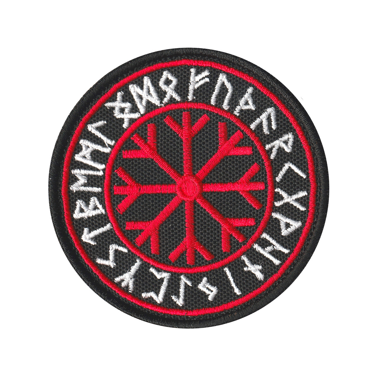 Вишитий шеврон "Runic circle Руничне коло" на липучці (червона сніжинка)