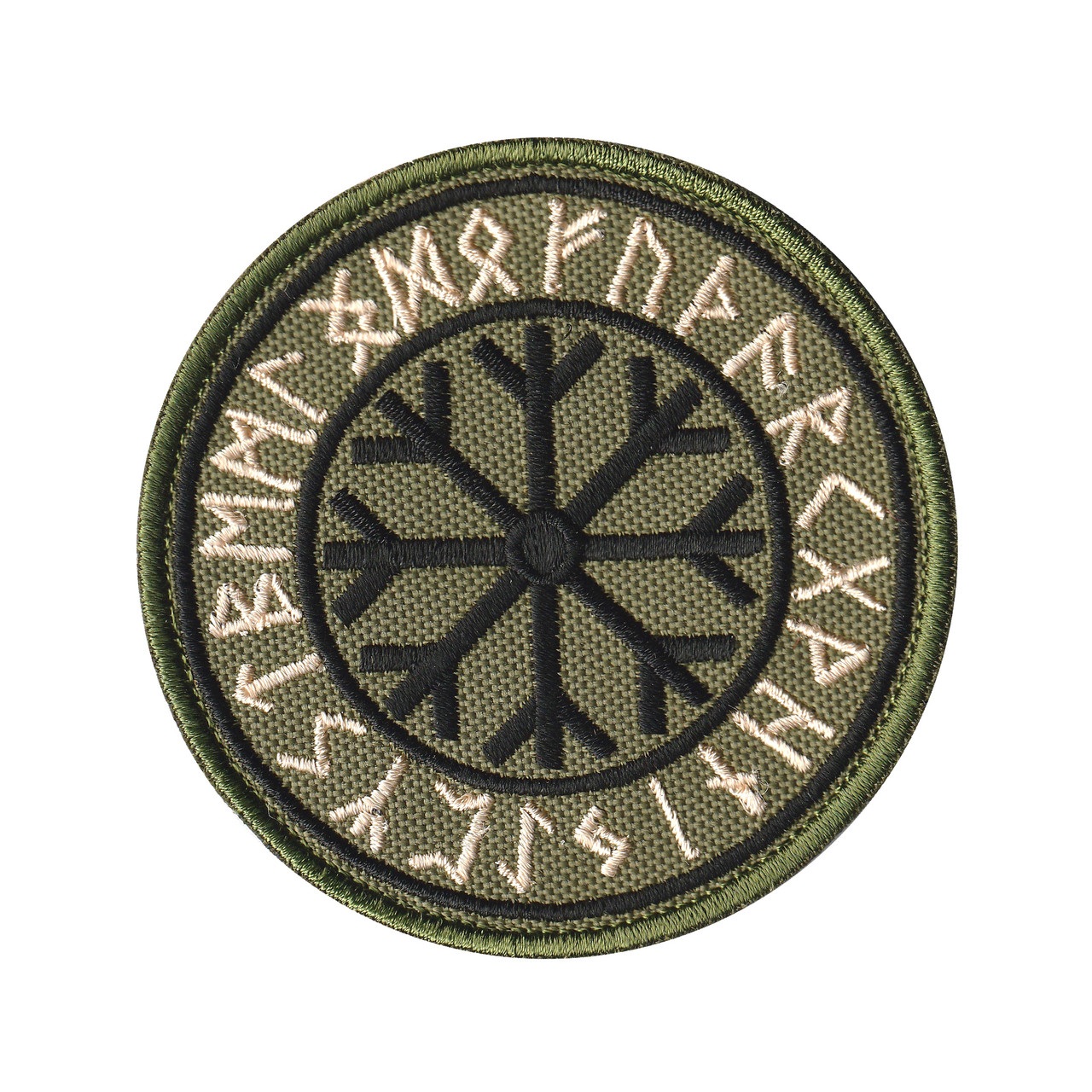 Вишитий шеврон "Runic circle Руничне коло" на липучці (олива)