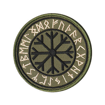 Вишитий шеврон "Runic circle Руничне коло" на липучці (олива), фото 1