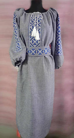 Сукня вишита, "Руслана", (льон меланж), довга, фото 2