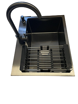 Набір Кухонна раковина Kraft 6045 PVD 4в1 3,0/1,0 мм 600х450/215 мм Black інтегрована, мийка в кухню