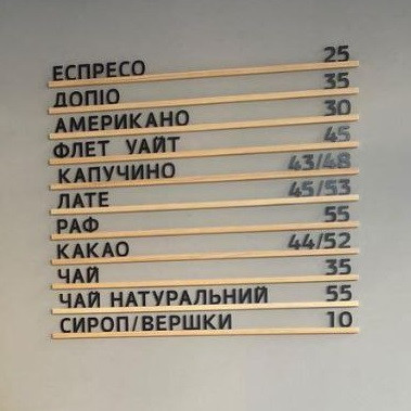 Наборное меню для настенное под заказ ваш дизайн