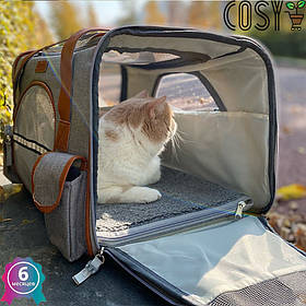 Сумка-переноска Для домашніх тваринних (Складна Сумка з Прозорими стінками та Кріпленнями до Чемпіона).