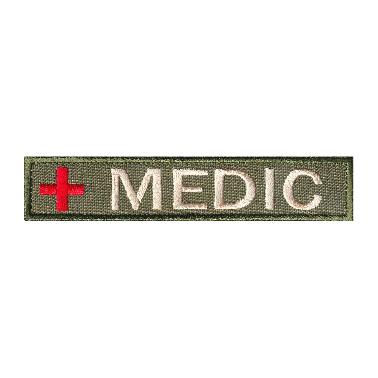 Вишитий нагрудний шеврон "MEDIC" на липучці Оліва бежева