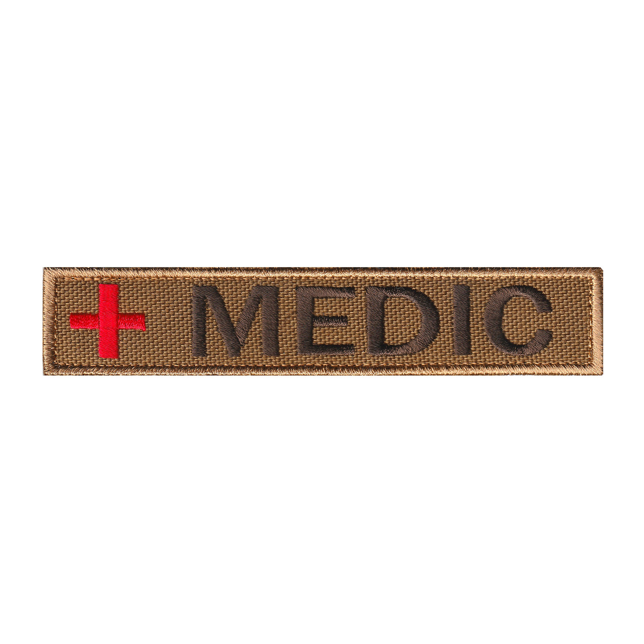 Вишитий нагрудний шеврон "MEDIC" на липучці Койот крижевий