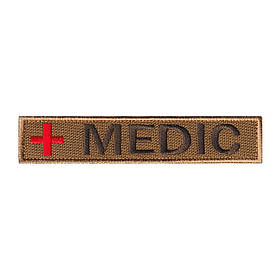 Вишитий нагрудний шеврон "MEDIC" на липучці Койот крижевий