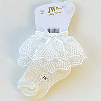 Кружевные носки для новорожденных девочек JW Молочные