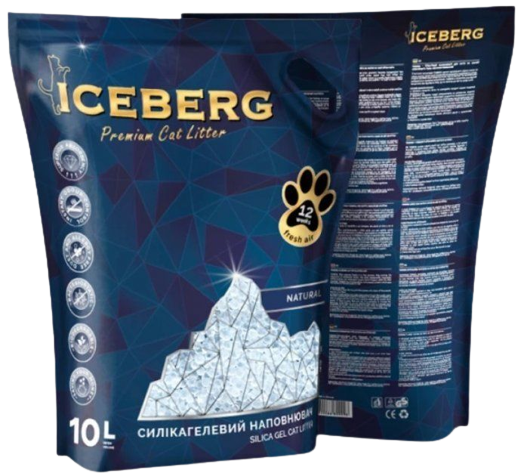Айсберг Iceberg гігієнічний силікагелевий наповнювач для котячого туалету, без аромату, 10 л