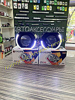 Биксеноновые линзы Cyclone 3.0" 3 дюйма с Черными масками LED CREE G145 c дхо ходовыми огнями (комплект линз)