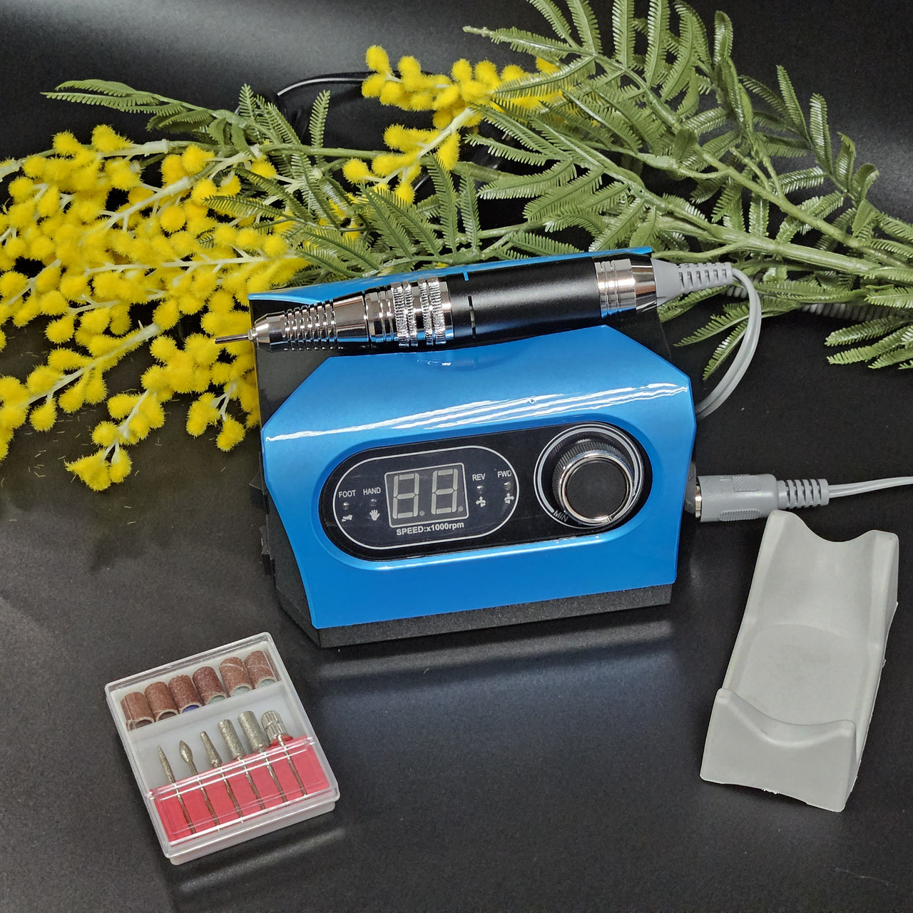 Фрезер з дисплеєм для манікюру та педикюру Nail Drill ZS-717 PRO Синій, фото 1