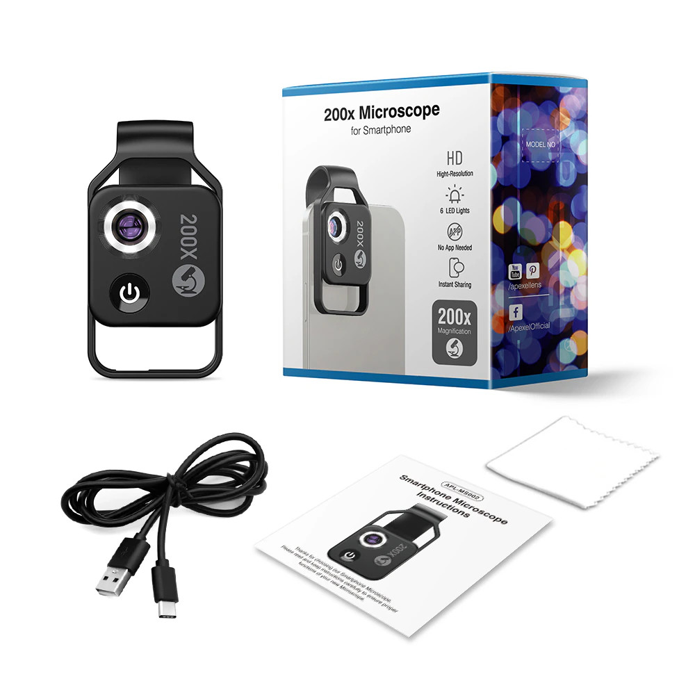 Микроскоп линза APEXEL Digital 200X для телефонов iPhone Samsung  (ID#1906737074), цена: 1220 ?, купить на Prom.ua