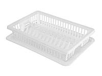 Сушилка пластиковая для посуды с поддоном (13тар) (белая) ТМ R-PLASTIC FG