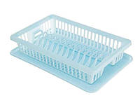 Сушилка пластиковая для посуды с поддоном (13тар) (голубая) ТМ R-PLASTIC FG