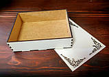 Подарункова коробка-бокс із накладками та відкидною кришкою білого кольору, фото 3