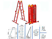 Стремянка-трансформер, металлическая 3х4 (без платформы) ТМ ТЕХНОЛОГ FG