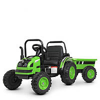 Детский электромобиль Трактор с прицепом и ярким светом фар Bambi M 4419EBLR-5 Зеленый