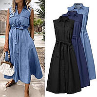 Женское красивое платье летний джинс 42-44,46-48 голубой,т.синий,черный