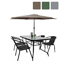 Комплект садових меблів Kontrast Boston-4 садовий стіл + 4 стільці + парасолька R_2029