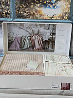 Летний набор постельного белья с вафельным покрывалом с рюшами TM Pupilla Monica цвет пудровый