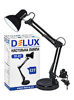 Настольная лампа под лампочку DELUX TF-07 Е27, черный, струбцина + основание