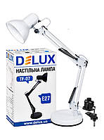 Настольная лампа под лампочку DELUX TF-07 Е27, белый, струбцина + основание