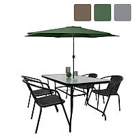 Комплект садовой мебели Kontrast Boston-4 садовый стол + 4 стула + зонт R_2029 Зеленый