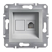 Розетка Schneider-Electric Asfora Plus компьютерная RJ45 кат. 5е UTP алюминий