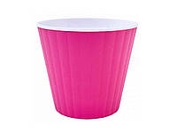 Вазон пластиковый для цветов Ибис 1,7л с двойным дном 15,7*13,0 (т.розовый-белый) ТМ АЛЕАНА FG
