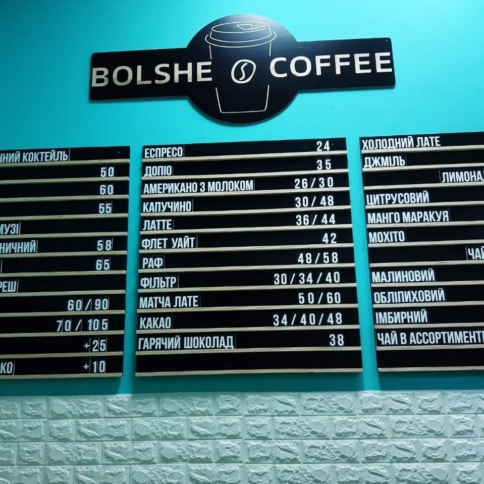 Наборное меню для кофейни цены прайс досточки для бара