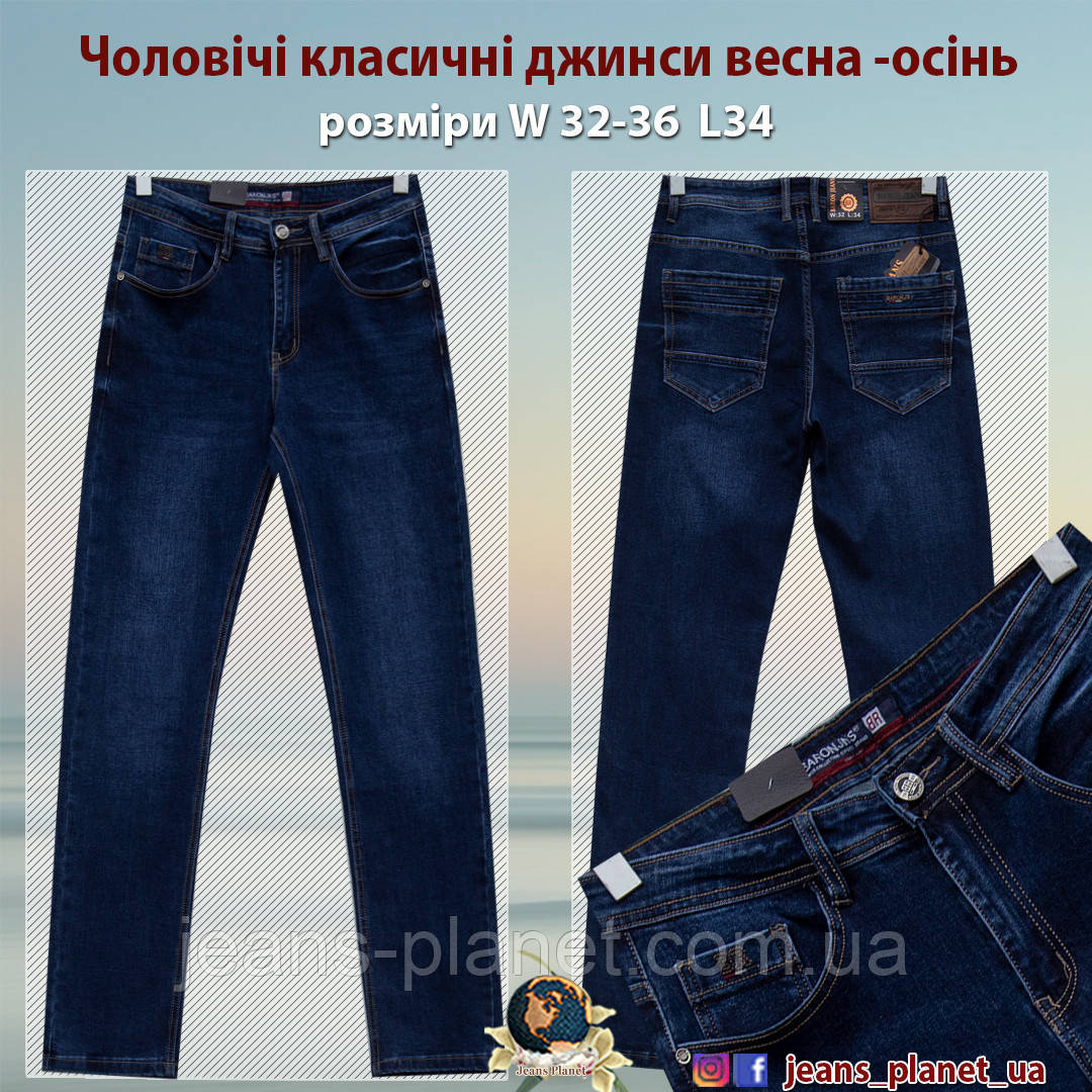 Чоловічі джинси класичні прямі Baron синього кольору