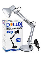 Настольная лампа под лампочку DELUX TF-07 Е27, серебро, струбцина + основание