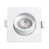 LED світильник стельовий поворотний 7W кут повороту 45° 4100К, білий, квадратный